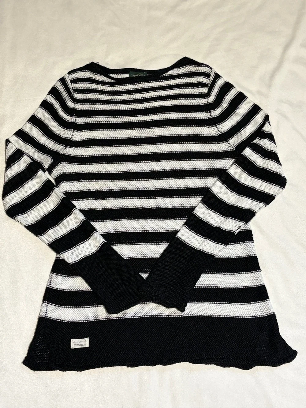 Lauren Jean Co. Black & White Striped Large Summer Women's Sweater (019)